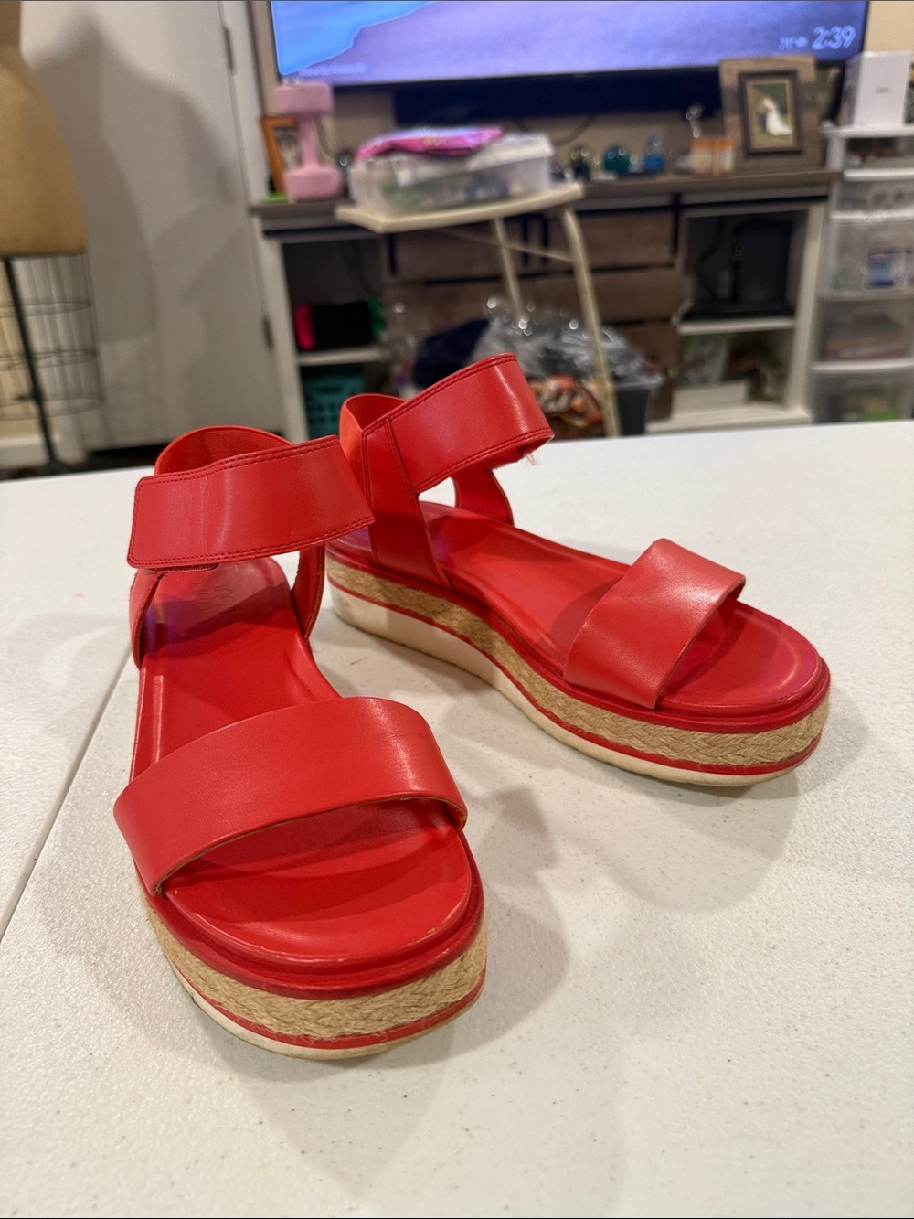 Franco Sarto Women's Coral Pink Platform Espadrille Sandals